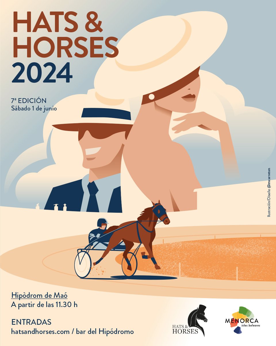 Hats & Horses 🐎 Following the purest style of the elegant English races at Ascot, the 7th edition will combine elegance and competition in a distinguished and highly entertaining atmosphere. 📆 June 1, 2024 📍 Municipal Hippodrome of Maó (#Menorca) hatsandhorses.com 📲