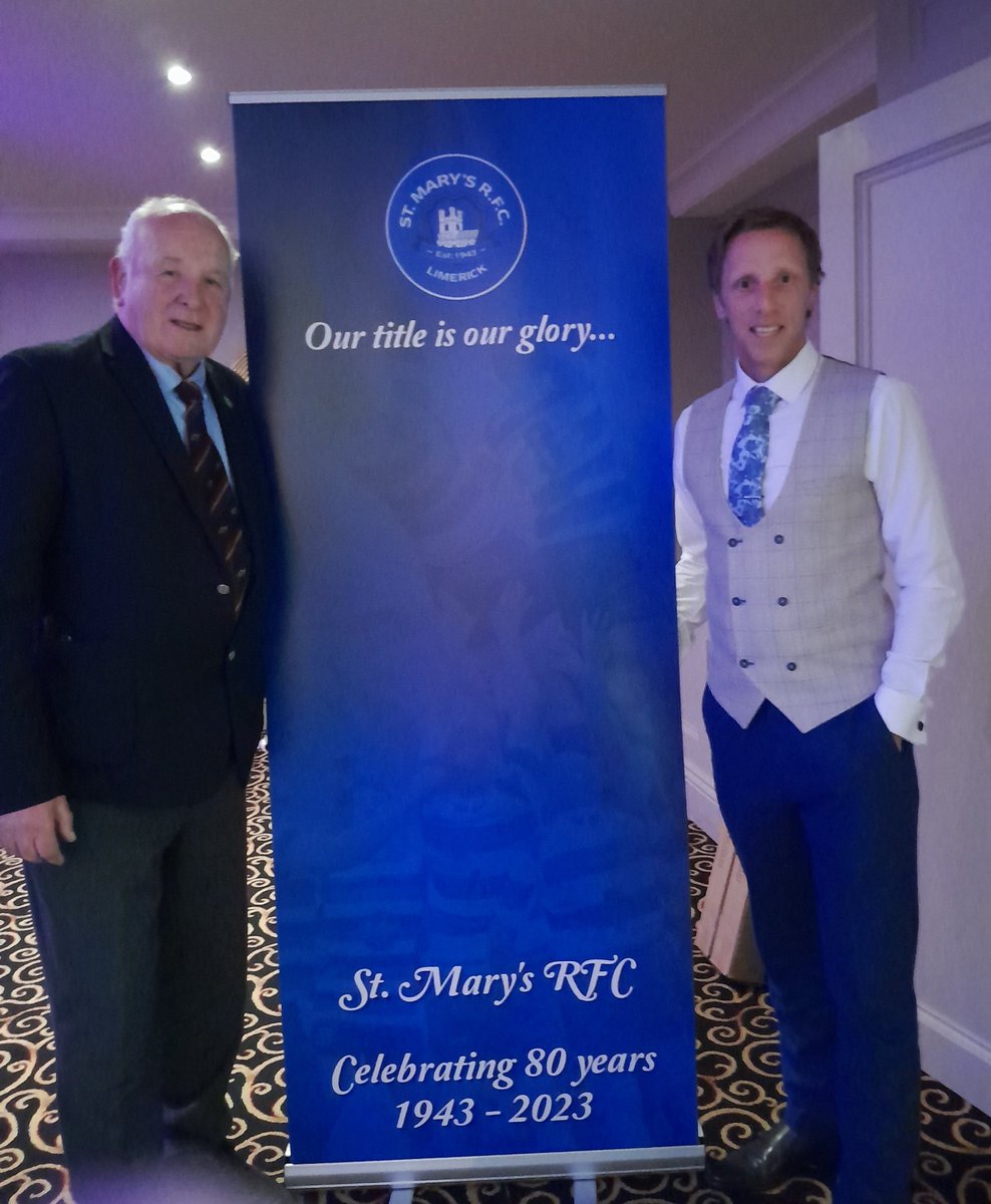 A fantastic night to celebrate 80 years of rugby @MarysRFC Great to have former Saints player and incoming Munster Rugby president Brendan Foley in attendance. #oneloaf 🏉🏆🍞