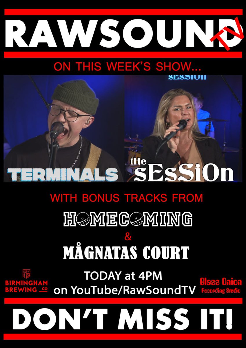 🚨NEW SHOW🚨Tune in TODAY at 4pm for a brand new episode of THE best new music show from right here in #Brum! We’ve got excellent performances from #Terminals & @TheSessionHQ PLUS bonus tracks from @UK_Homecoming & #MågnatasCourt youtu.be/nhsiP1_kDLs?fe… ❤️Don’t Miss It! 🖤