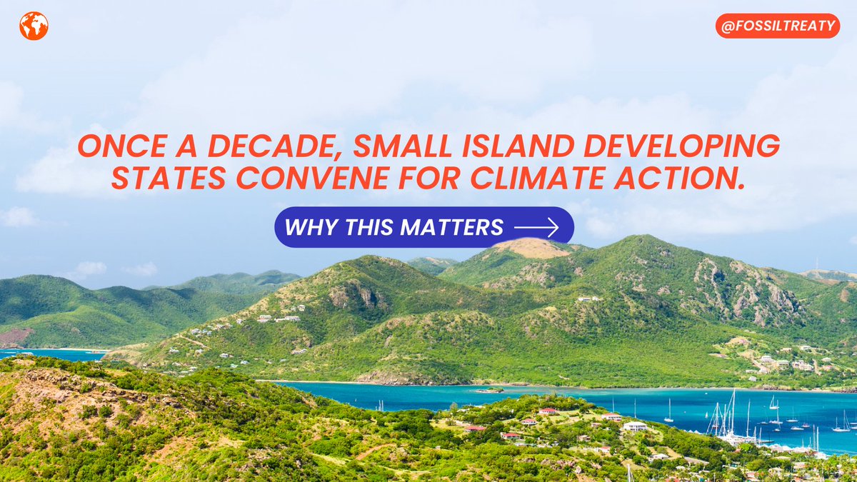 Island nations are leading the fight for climate justice! 🏝️

At @UN #SIDS4, a significant bloc of 11 #SmallIslands + Colombia is calling for a #FossilFuelTreaty to #EndFossilFuels #FastFairForever! ✊

🧵 Why this once-in-a-decade conference could be a game-changer 👇