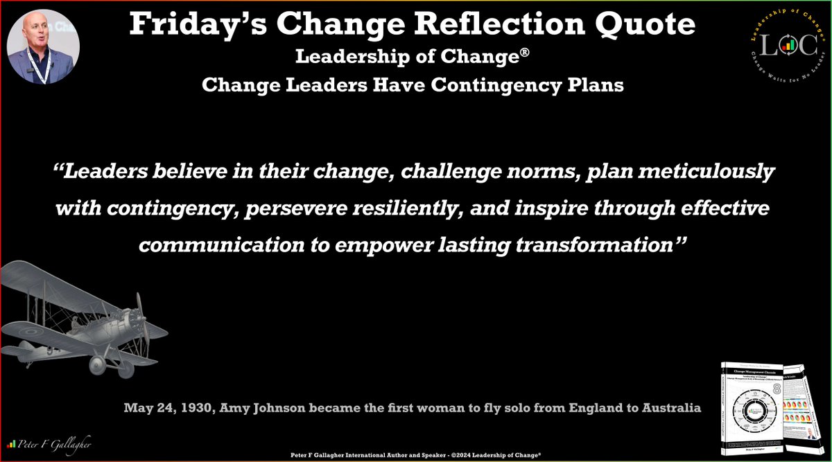 Friday’s Change Reflection Quote - Leadership of Change - Change Leaders have Contingency Plans buff.ly/3WV7yYV via @peterfgallagher of @peterfgallagher on @Thinkers360 #BusinessStrategy #ChangeManagement #Leadership