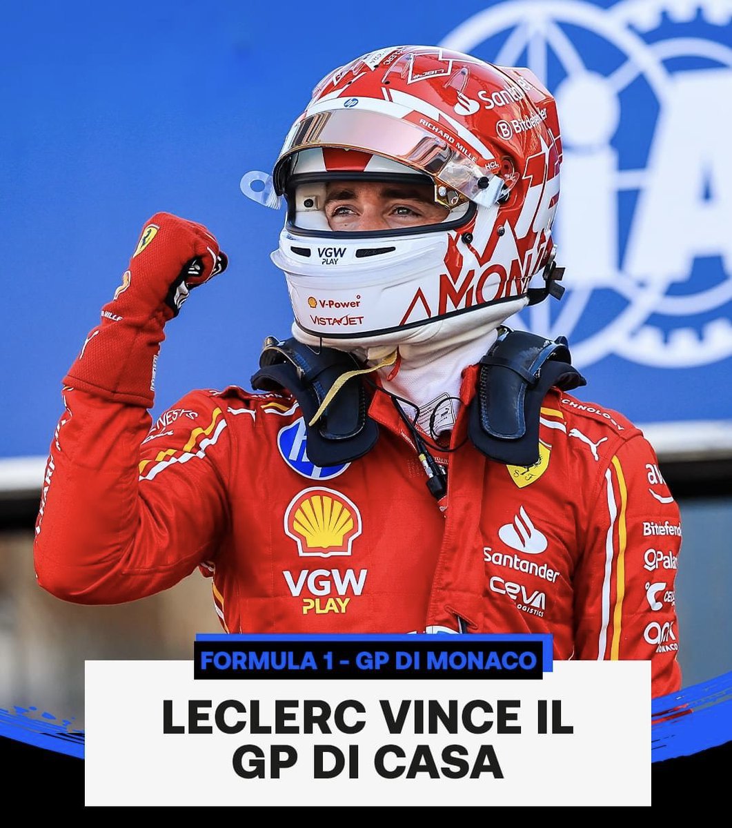 STREPITOSO! ❤️‍🔥 Charles #Leclerc con la #Ferrari vince per la prima volta il Gran Premio di casa a Monaco.