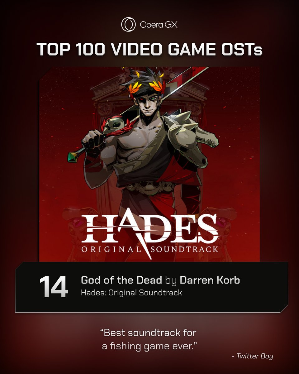 14. Hades Top Track: God of the Dead - Darren Korb #Top100GameOSTs