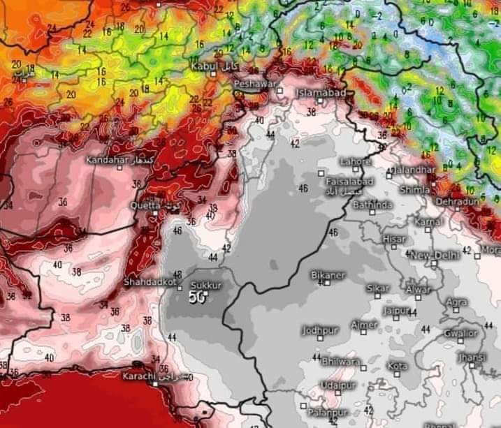 آج اتوار سے ایک بار پھر گرمی کی شدیدلہر ملک پاکستان پر اثرانداز ہوگی اس ہفتے پنجاب سندھ جنوب مشرقی بلوچستان جنوبی خیبرپختونخوا کے مختلف علاقوں میں درجہ حرارت 44 سے 46c تک جائے گا جبکہ 20 مئی کے بعد سندھ جنوبی_پنجاب میں اس سیزن کی سب سے سخت گرمی کی لہر کا سامنا کرنا پڑ سکتا ہے جس