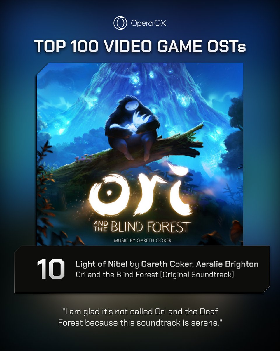 10. Ori and the Blind Forest Top Track: Light of Nibel - Gareth Coker & Aeralie Brighton #Top100GameOSTs