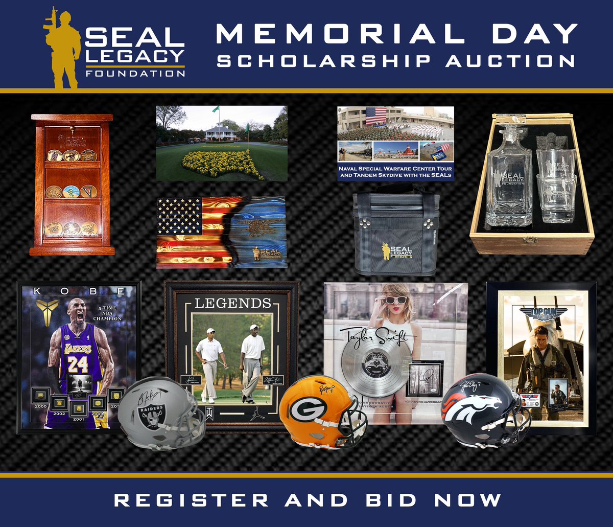 Support the Honored SEAL Legacy Scholarship program by participating in the Memorial Day online auction! This is your opportunity to win some incredible once-in-a-lifetime experiences, memorabilia, and amazing other items. REGISTER AND BID NOW AT: seallegacy.org/auction24