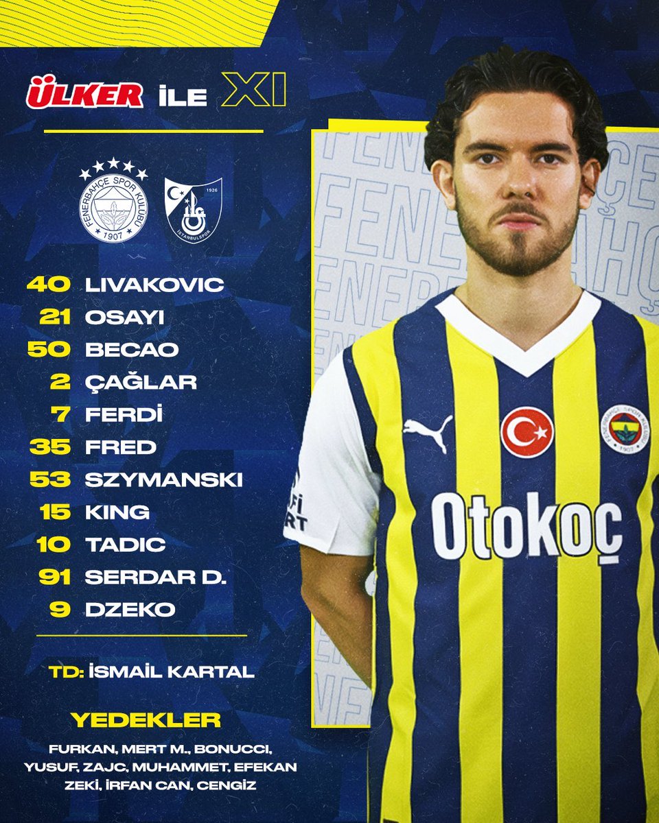 🔥 FENERBAHCE XI vs İstanbulspor : Nous jouerons en 4-4-2 avec Dzeko et Serdar devant. Tadic et King sur les côtés et Fred/Szymanski.