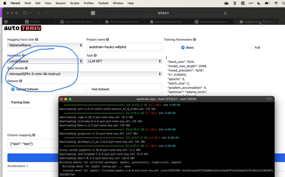 fabianwilliams's tweet photo. @sebastienlevert @waldekm Hmm @sebastienlevert #holdmybeer one of my plans this week was to fine tune phi-3 on my #MacBookProM2 against the PDF of the #MicrosoftGraohAPI docs but I need it in a specific format first… still learning https://t.co/TCbmV3wwdy