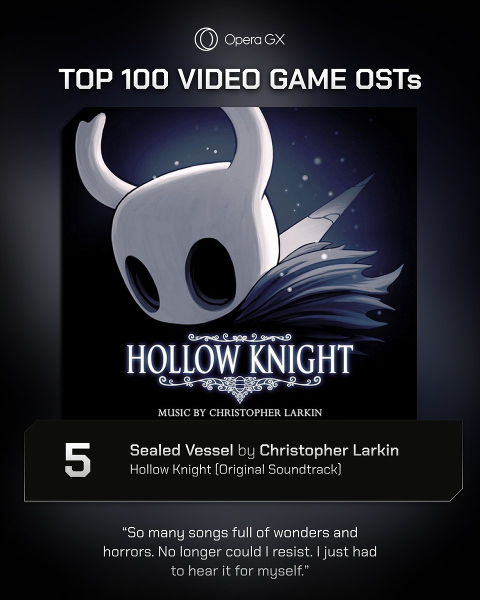 5. Hollow Knight Top Track: Sealed Vessel - Christopher Larkin #Top100GameOSTs