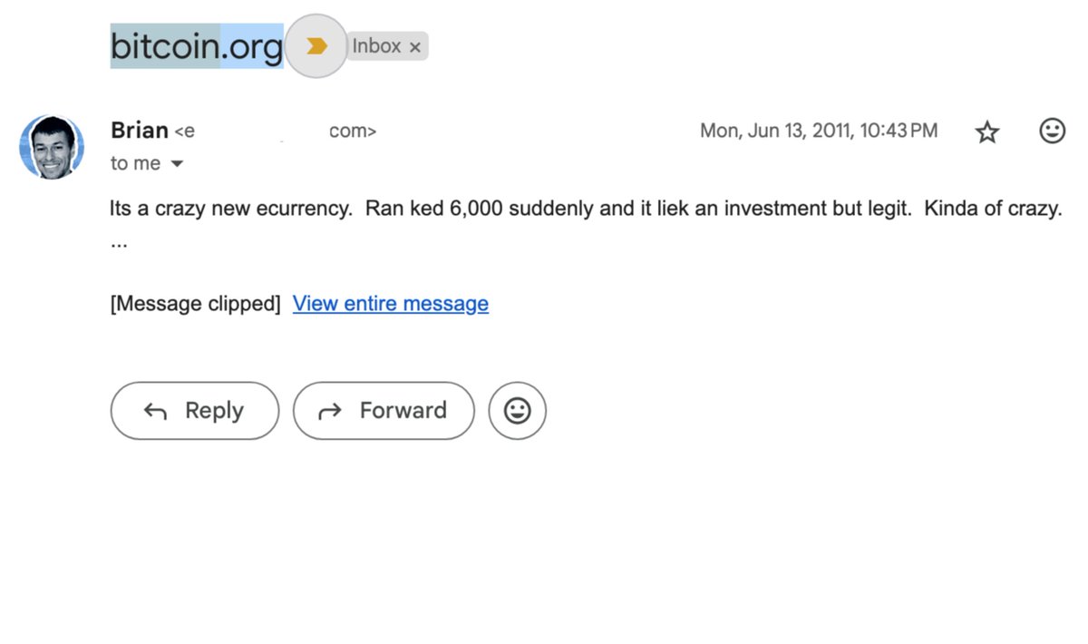 An email from @krassenstein to me nearly 13 years ago about Bitcoin.