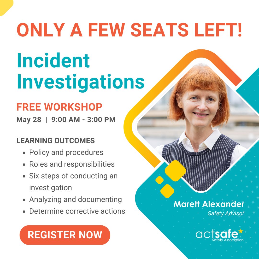 Ready to enhance your workplace safety skills? Don't miss this out our interactive six-hour workshop on conducting workplace injury-based investigations!⁠
⁠
Enroll Now: actsafe.ca/courses-worksh…
⁠
#Actsafe #MotionPicture #LiveEvents #PerformingArts #IncidentInvestigations