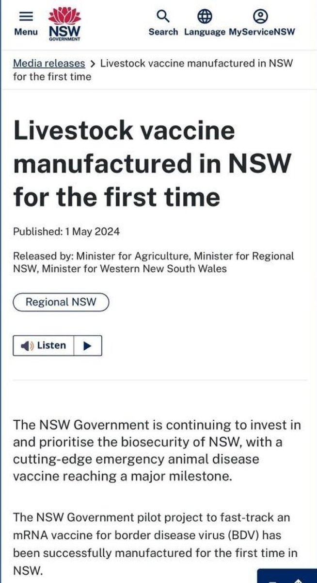 Australia - it’s happening. mRNA into livestock. Buy from a butcher who certifies their meat mRNA free. If they can’t, don’t buy it. Doubt Woolworths or Coles would even disclose it.