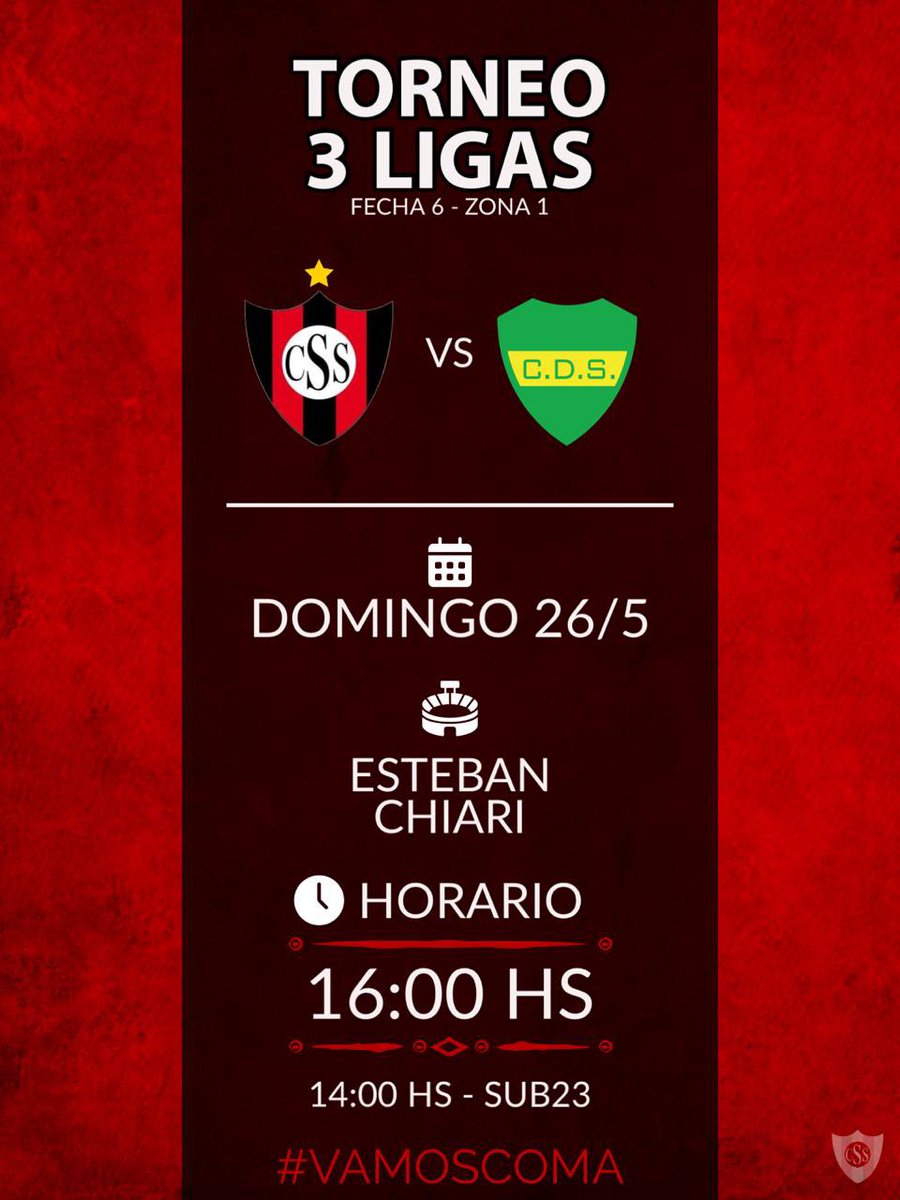 SportsSalto1's tweet photo. HOY JUEGA SPORTS
Desde las 16 hs recibimos a Defensores por la 6ta fecha de la zona 1 del torneo 3 ligas. Dos horas antes jugará la sub 23.
#VAMOSCOMA🖤❤️🖤 https://t.co/wxYUE2pJ5f