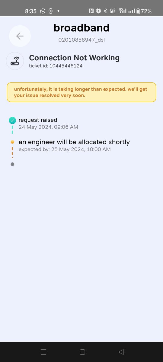 UdayDesai96's tweet image. **Dear @Airtel_India,**

I am extremely disappointed with your service. I registered a complaint about my internet issue 10 days ago (Complaint No: [10445446124]) and still, it remains unresolved. 1/2
#unresolvedIssue #worstserviceprovider #airtel