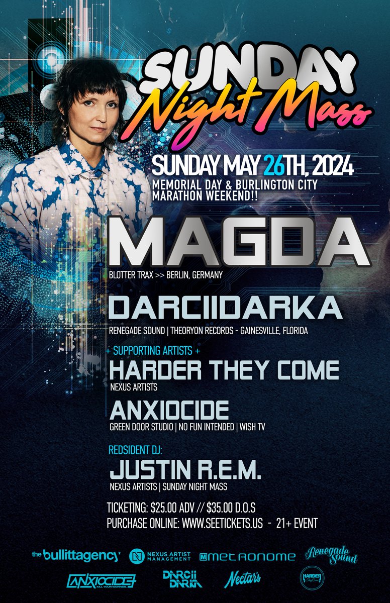 TONIGHT IN BURLINGTON, VERMONT!!!

MAGDA // DARCIIDARKA // HARDER THEY COME // ANXIOCIDE // JUSTIN R.E.M.

TIX &amp; FULL INO:
facebook.com/events/9549536…

DON'T MISS IT!!!