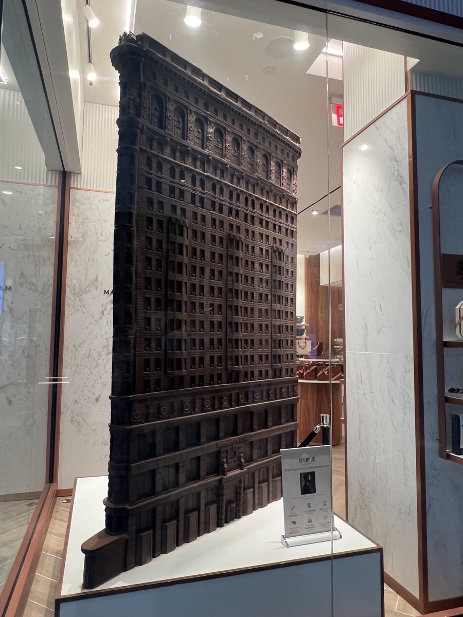 World’s largest Flat Iron Building made out of chocolate. Didn’t know we needed one! Would love to see,say, the Monadnock Building in chocolate.
