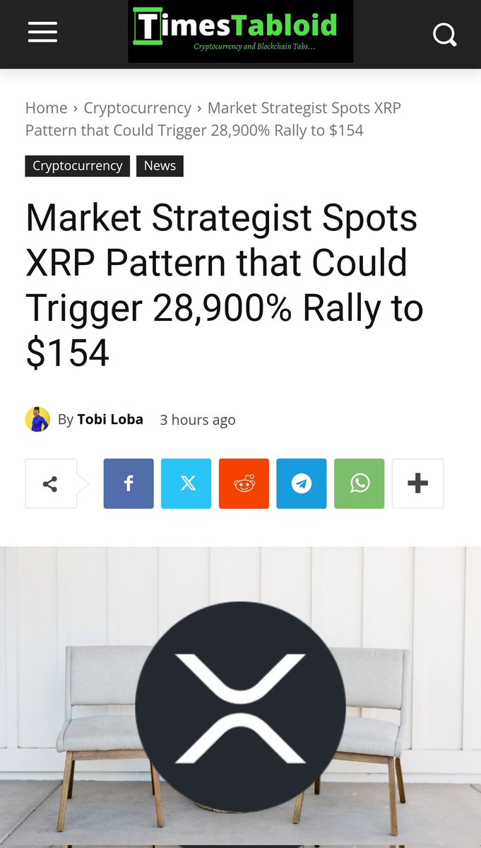 🚨Market Strategist Spots #XRP Pattern that Could Trigger 28,900% Rally to $154!

That means massive volume will flow into the XRPL to catapult the TOP DEFI token @TokenCTF on the XRPL to the moon! 

The future is bright because with only 120 million tokens could easily send $CTF
