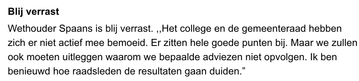 Hat failliet van het burgerberaad in #Zwolle. Hebben al die mensen zes weken lang bij elkaar gezeten om meerderheden te zoeken, komen er gewogen adviezen en zegt het College:

- 'Leuk maar alleen als wij het willen.'

En het doel was: vertrouwen in de democratie herstellen.

#zgr