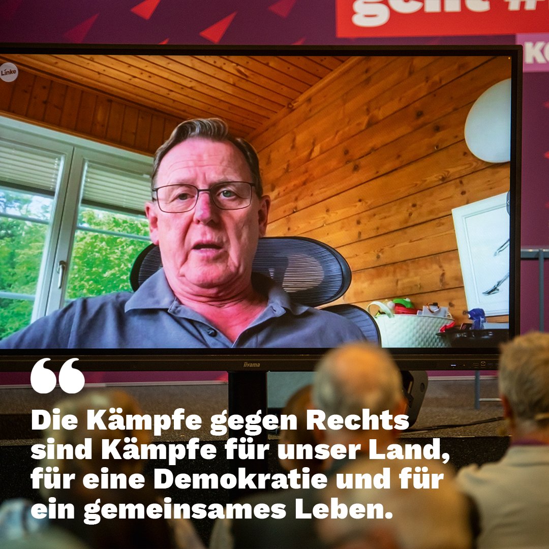 Für Solidarität und die Stärkung der Demokratie. @bodoramelow macht in seiner Zuschaltung auf unserem Europakonvent 'Gerechtigkeit geht #nurmitlinks' deutlich, warum es eine starke Die Linke in Europa braucht.