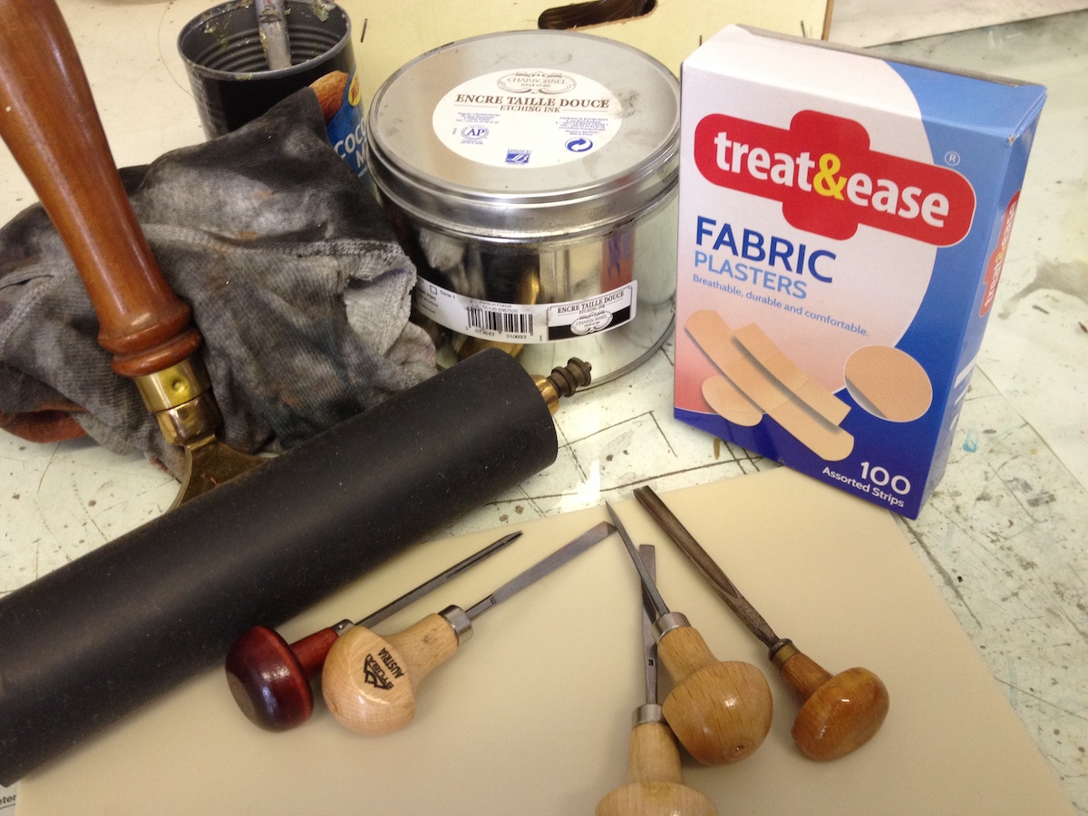 I'm doing a bit of lino-cutting at the moment. For anyone thinking of taking it up here are my lino-cut kit essentials...