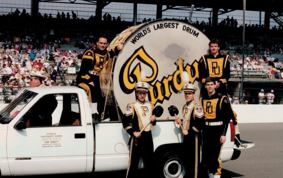 One of my favorite pictures and memories from my days at @LifeAtPurdue. That young man on the far left is me! 💛🖤@PurdueBands #BBD 🏁🏎️ 
Happy race day, friends.