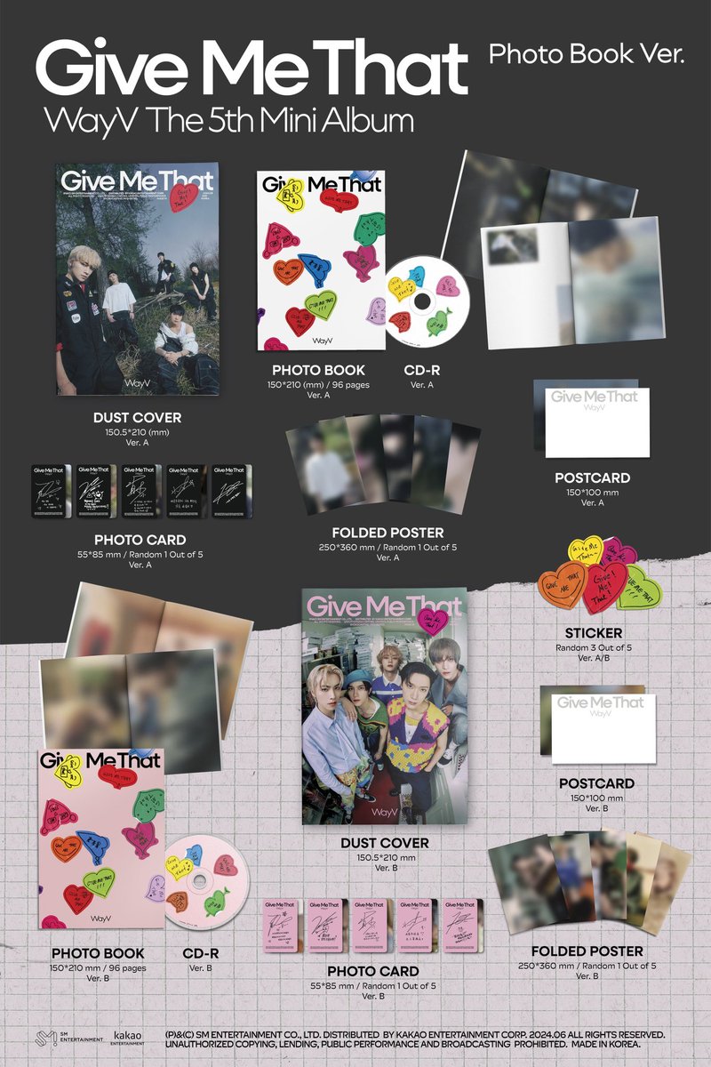 WayV The 5th Mini Album ‘Give Me That’ Album Details : Photo Book Ver.

【Give Me That - The 5th Mini Album】
➫ 2024.06.03 (CST/KST)

#WayV #威神V 
#GiveMeThat 
#WayV_GiveMeThat 

💿Pre-order
wayv.lnk.to/give_me_that