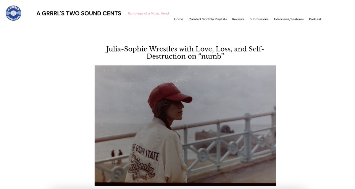 Brilliant work from @grrrlsoundcents on the new @juliasophiex0x single.

Very thoughtful and personal writing. Please check it out: agrrrlstwosoundcents.com/2024/05/26/jul… @badabingrecords