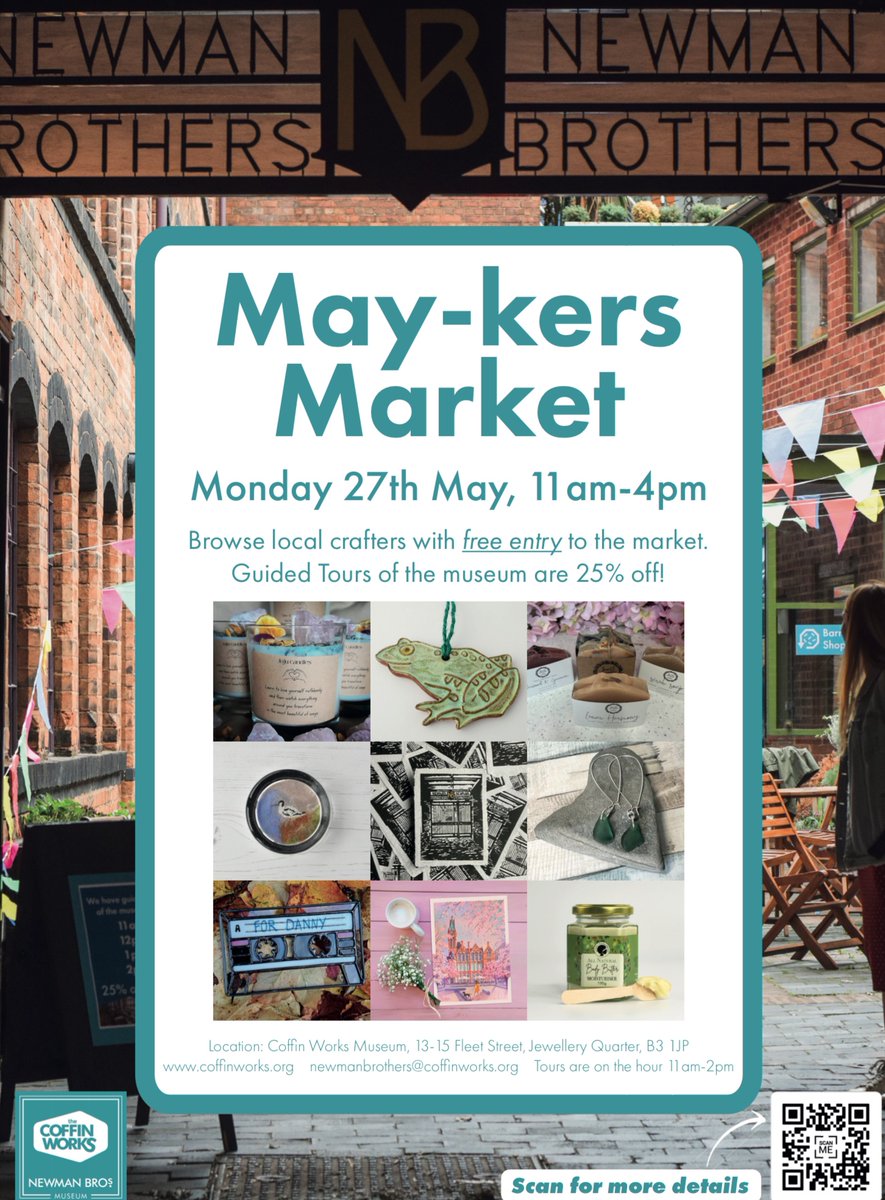 Come and join us tomorrow for @coffinworks May-Kers Market. Free entry to market from 11am till 4pm. #brumhour #madeinbrum #birmingham #craftmarket #giftideas