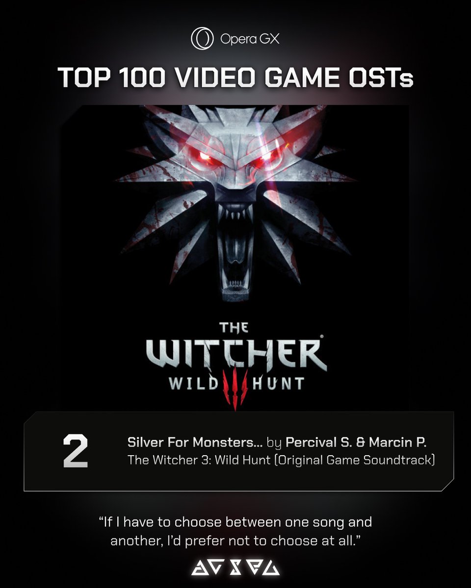 2. The Witcher 3: Wild Hunt Top Track: Silver For Monsters... - Percival Schuttenbach & Marcin Przybyłowicz #Top100GameOSTs