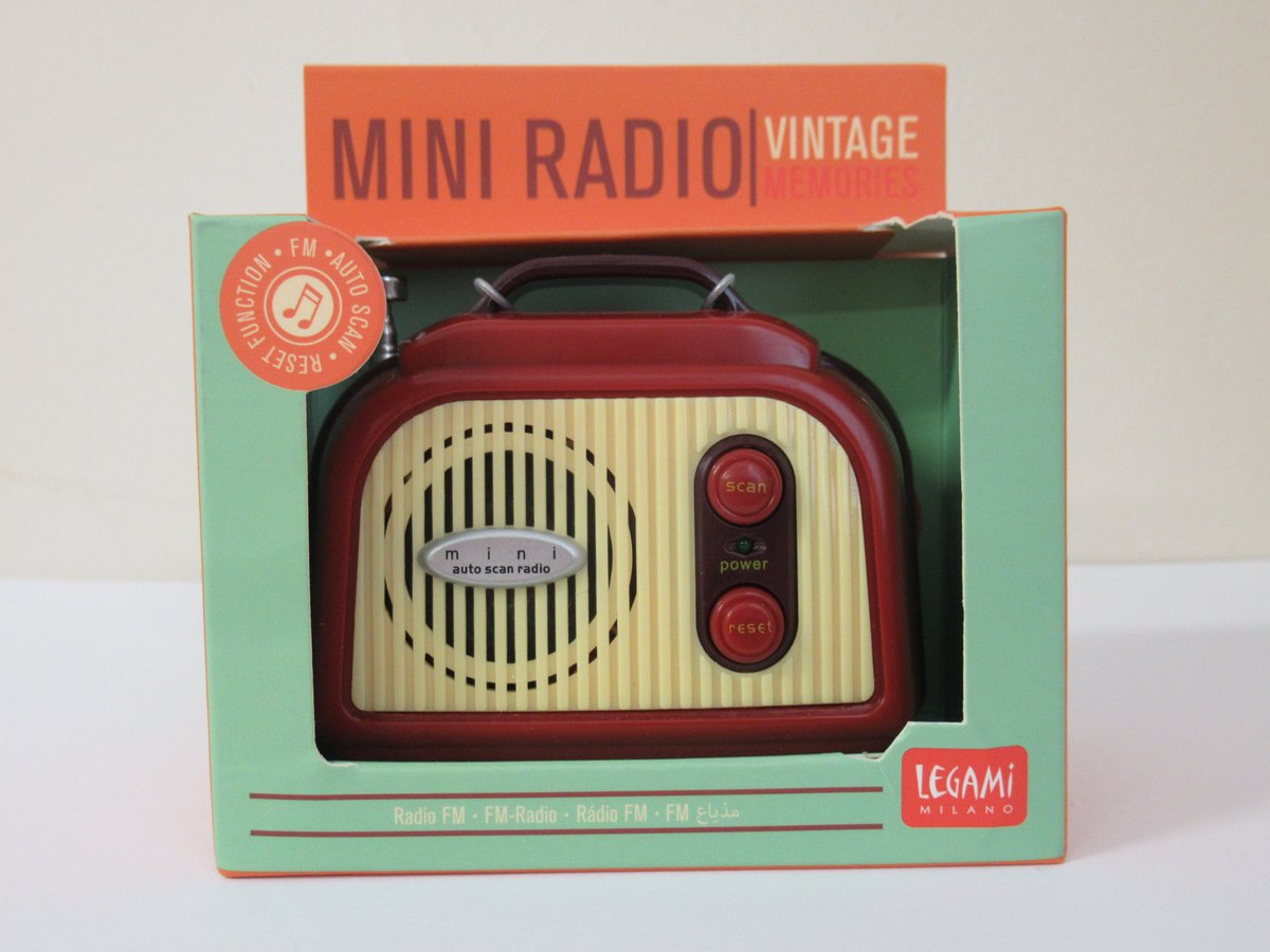 "Vintage" Mini Radio, receives FM only, made by Legami in Milan.