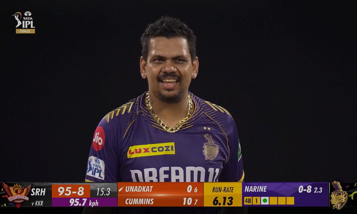 Sunil Narine was seen Laughing for the first time in Final 😅 #KKRvsSRH