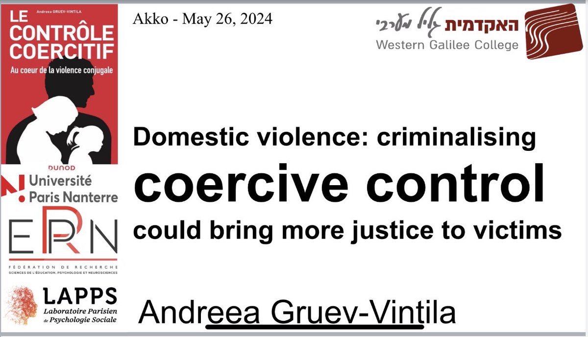 Merci @CoscasBeat72832 pour l’invitation à présenter le #contrôlecoercitif au Western Galil College, séminaire de #criminologie prévu avec Evan Stark marqué par son absence, qui a débuté par des alarmes et des boum. Chaque chose en son temps mais aujourd’hui est gravé dans mon ❤️