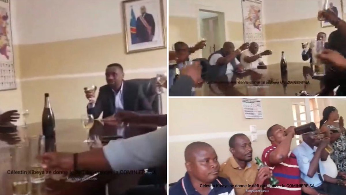 <a href="/Satcheassangwa9/">Satcheas Sangwa Albert</a> <a href="/fatshi13_/">Félix A. Tshisekedi</a> <a href="/fatshi13/">Félix A. Tshisekedi</a> <a href="/VitalKamerhe1/">Vital Kamerhe</a> <a href="/LukondeSama/">Sama Lukonde</a> <a href="/Ass_tanganyika/">Assemblée Provinciale du Tanganyika</a> <a href="/CyrilAwel/">Cyril Kimpu Awel</a> <a href="/ChrisKitungwa/">Christian Kitungwa</a> <a href="/cominiereSA/">COMINIERE SA</a> <a href="/radiookapi/">Radio Okapi</a> <a href="/TopCongo/">TOP CONGO FM</a> Here are the <a href="/cominiereSA/">COMINIERE SA</a> Mafia celebrating their theft and subsequent illegal sale of the #Manono project with French champagne and snacks. Criminals and traitors to the people of #DRC