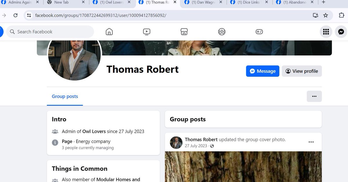 Owl Lovers, buff.ly/3QZe3WR stolen  July 2023 #Facebook group by #hacker Thomas Robert and Dan Wagner (below) Report DM/ comment on info you have on #FBHacked
#FacebookAccountHacked
#FacebookHackTips
#FBHackWatch @meta <a href="/facebook/">Facebook</a>