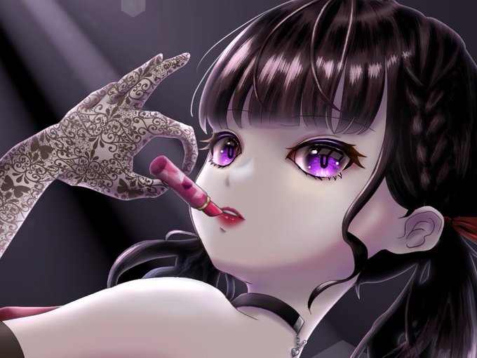 「blunt bangs purple eyes」 illustration images(Latest)
