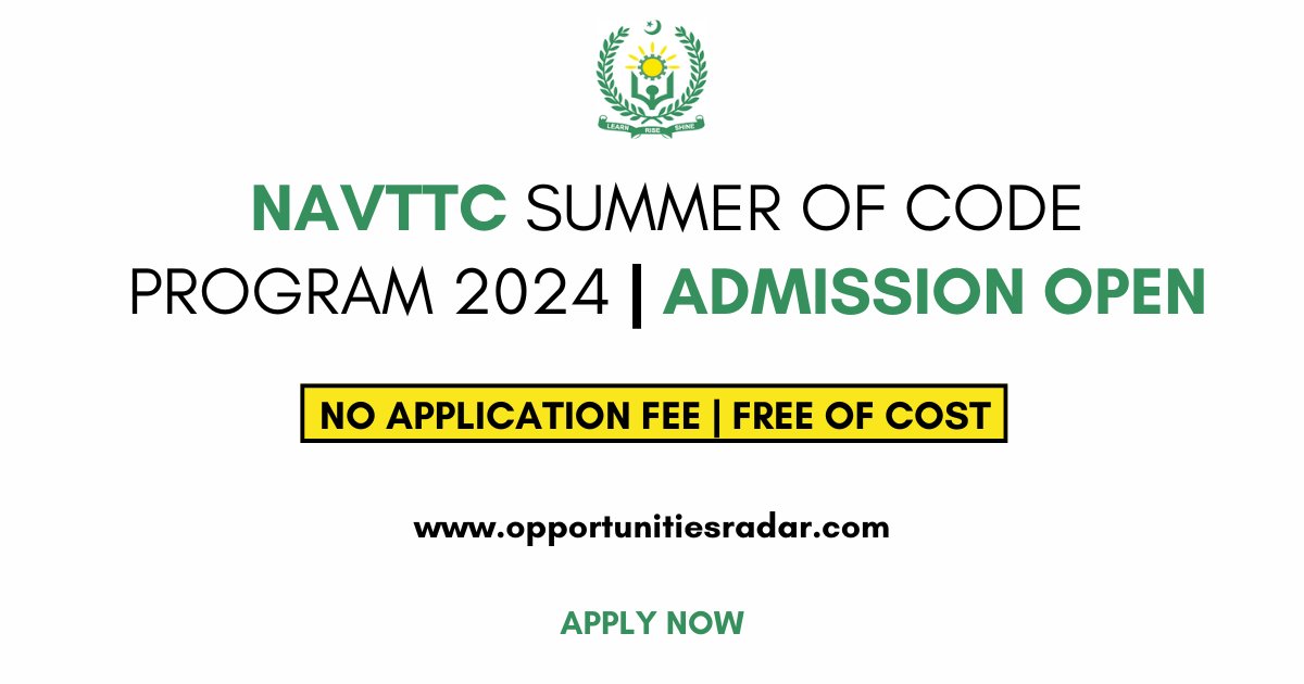 oppradar's tweet image. NAVTTC Summer of Code Program 2024 | (Admission Open)
Program is offered for the students enrolled in the undergraduate degree program (5th Semester) onwards.
Visit: opportunitiesradar.com/navttc-summer-โฆ
#SummerofCode #Students #Freecourses