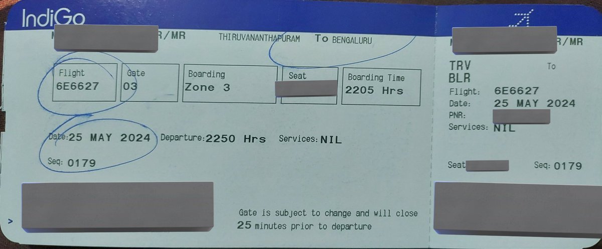 Channdru's tweet photo. Hello @IndiGo6E, flight departure time is 22:50 and we were still boarding at 22:55 with senior citizen and child, boarding pass says gates will be closed 25mins prior departure. #6E #noindigo https://t.co/mxrTMzdKy1