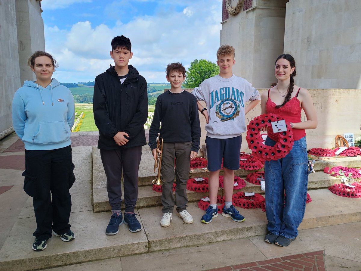 KTSHistory's tweet image. There was a break in the rain and birdsong, as we held our own, very special, Act of Remembrance. Daniel, Freddie, and Chris played the Reveille and the Last Post on their trumpets with great confidence and beautiful expression.