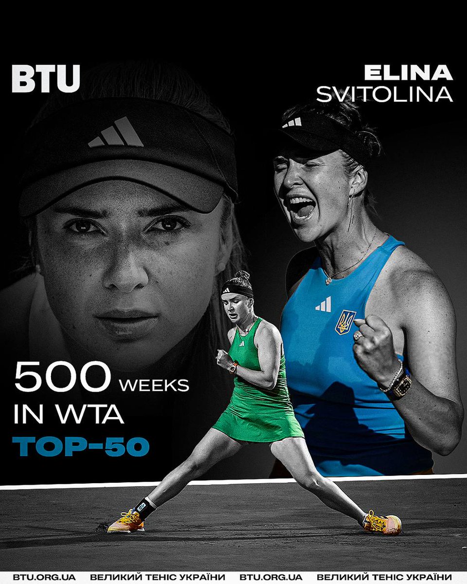 🔝⭐️ Elina Svitolina 🇺🇦 sets a new milestone - 500 career weeks in Top 50 of WTA rankings 🔥 Congrats @ElinaSvitolina 👏 #TeamUkraine