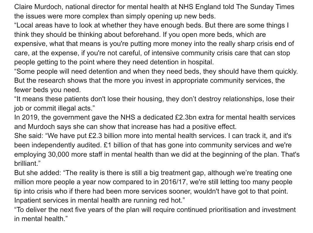 Credit to @ClaireCNWL for being interviewed for this investigation. Inevitably we can't include everything, but she makes some thoughtful comments on mental health services, crisis care and local areas providing for their population: