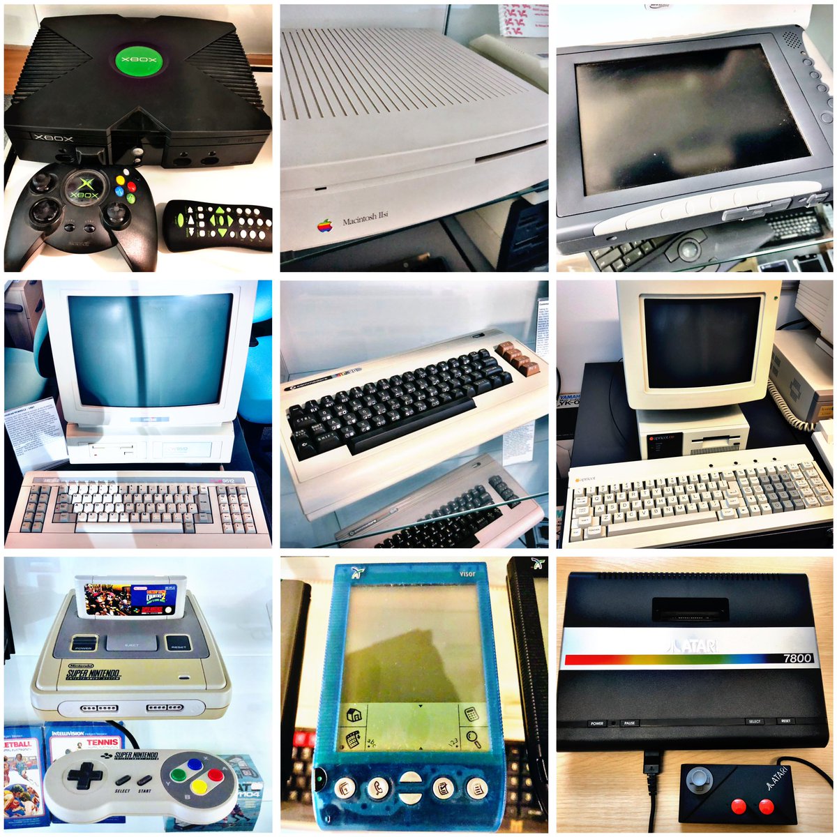 This week’s #RetroEnnead offers you the #Xbox, #MacintoshIIsi, #DuoTouch, #PCW9512, #VIC20, #F10, #SNES, #Visor and #Atari7800. Pick a line of 3 and dump the rest! #RetroComputing #ComputerHistory #RetroGaming #VideoGames