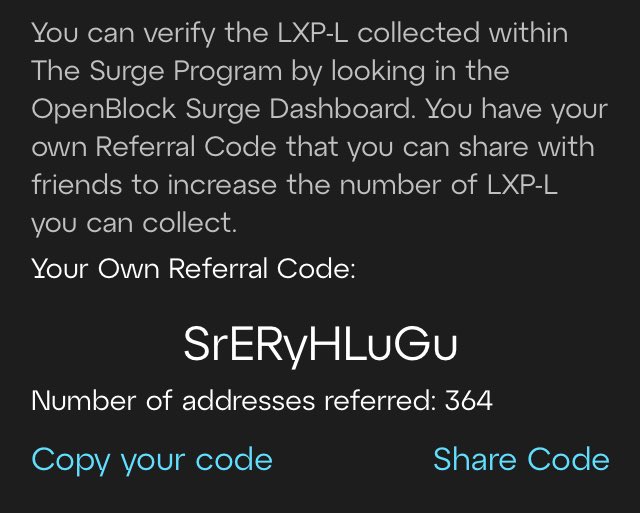 Linea Surge Activation Code: SrERyHLuGu

Join my massive groupmof 364 WHALES!!

If you don’t activate a ref code, you won’t receive LXP-L!

#Linea #Surge #LineaSurge #SurgeOnLinea $LXP #LXP