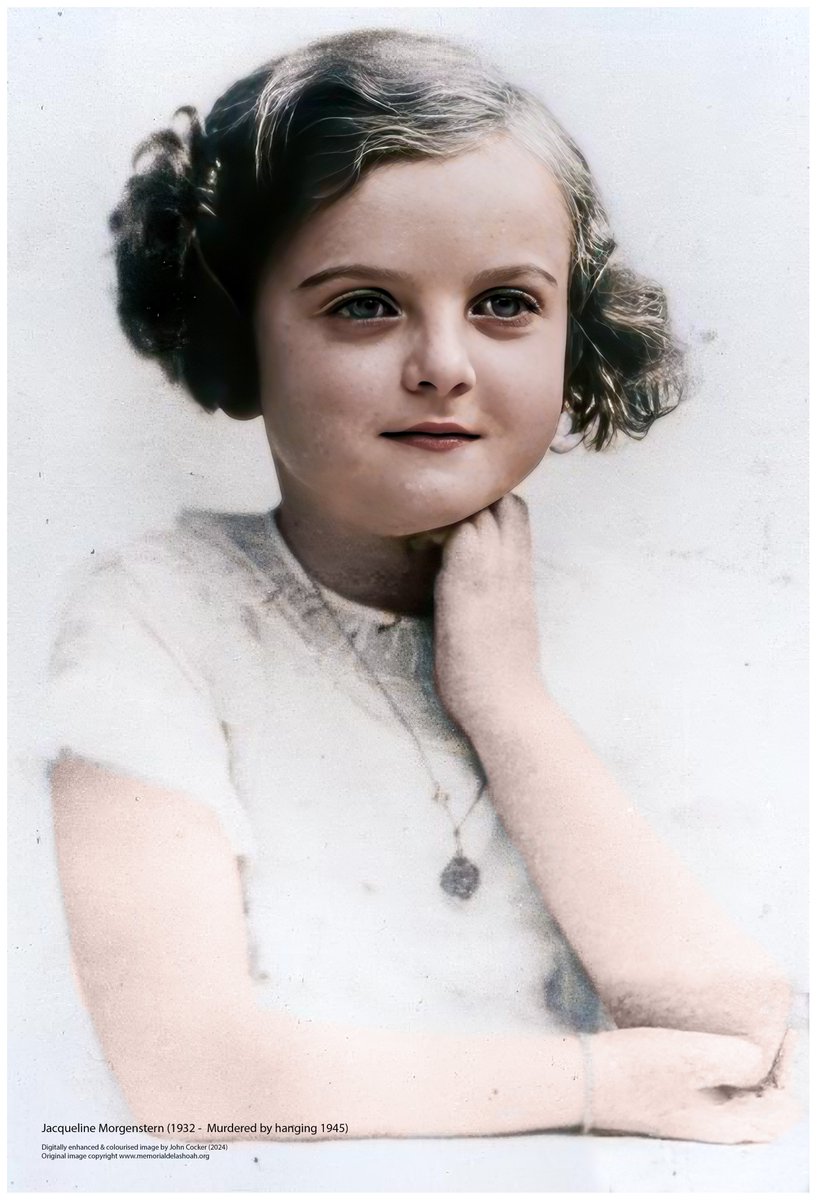 On the 20 April 1945, a 12 year old Jewish girl was injected with morphine and then hung. She was one of 20 children murdered this way. They had previously been infected with TB as part of an experiment. Her name was Jacqueline Morgenstern. Please follow @AuschwitzMuseum