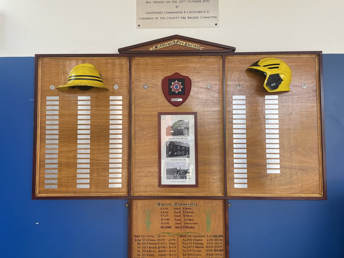Past and present firefighters have come together in #Middlewich - an Honours Board has been unveiled which details everyone who has served at the station. It’s also the 130th anniversary since the opening of the town’s first fire station. @CheshireFire #Cheshire