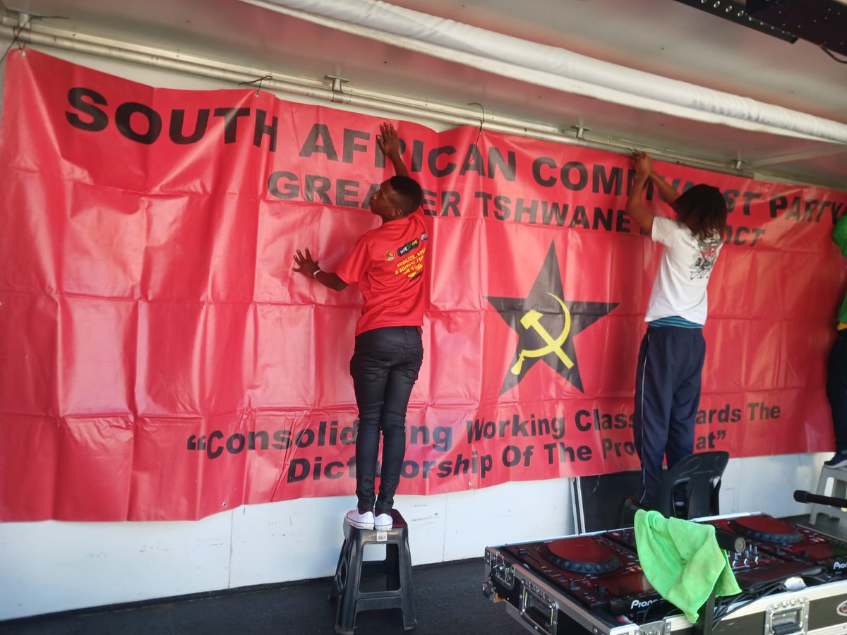 Branding for the YCLSA's 102 anniversary is currently being set up at the program venue.⚫🔴🟡
YCLSAatwork
#VoteANC2024 
#LetsDoMoreTogether 
#VoteANC2024 
#LetsDoMoreTogether