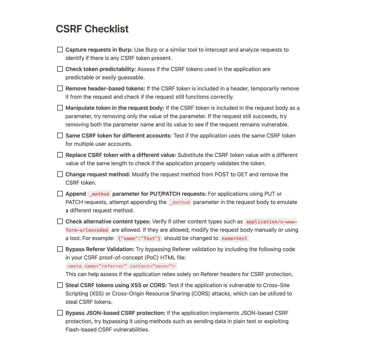 pwn4arn's tweet image. CSRF Checklist