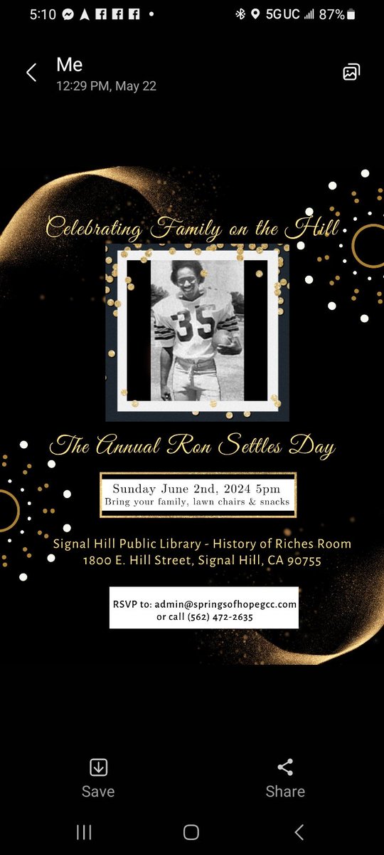 Please join us next Sunday, June 2nd, 2024 at 5:00pm to "Remember Ron Settles and Celebrate Family!"

*PLEASE RSVP IF YOU PLAN ON ATTENDING.*
See Flyer below...