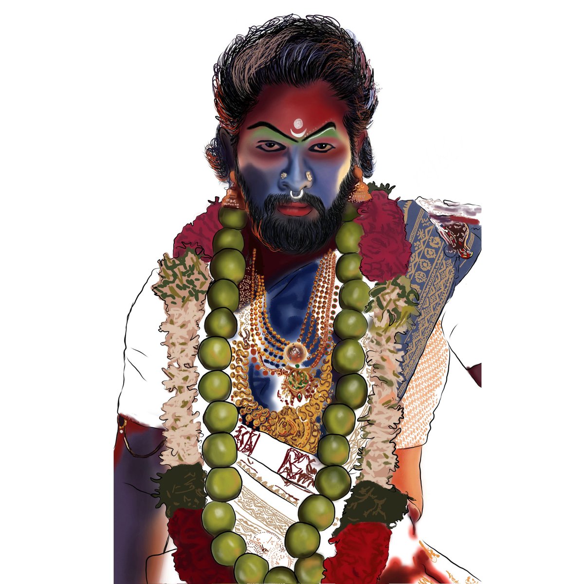 MicroartistN's tweet photo. @PushpaMovie Digital art completely Done in mobile phone 📱 
@alluarjun @SukumarWritings @MythriOfficial 
#pushpa #pusphaTheRule #PusphaPuspha #art #digitalsketch https://t.co/K6fzj3iq6I