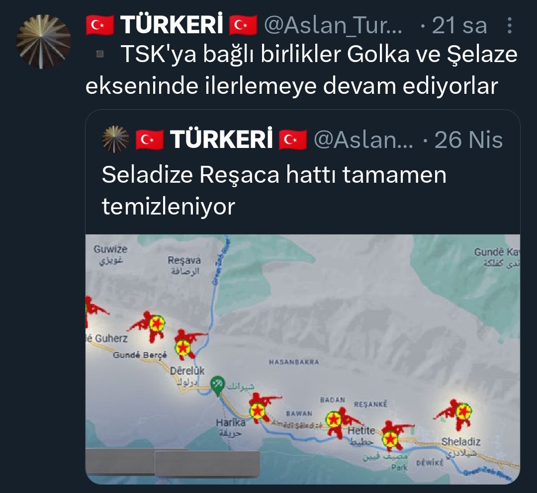 Türkiye'nin güneyinde Kerkük yolunun M4 den geçtiğini söyledik, 12 şehit verdiğimiz gün PKK sadece Gara'dan değil Rojava ve lolan tepelerinden de destek aldı.
operasyonun metina ve M4 ile koordineli yürütülmesi PKK'nın destek alanları ve tedarik Zincirinin kesilmesi şart.