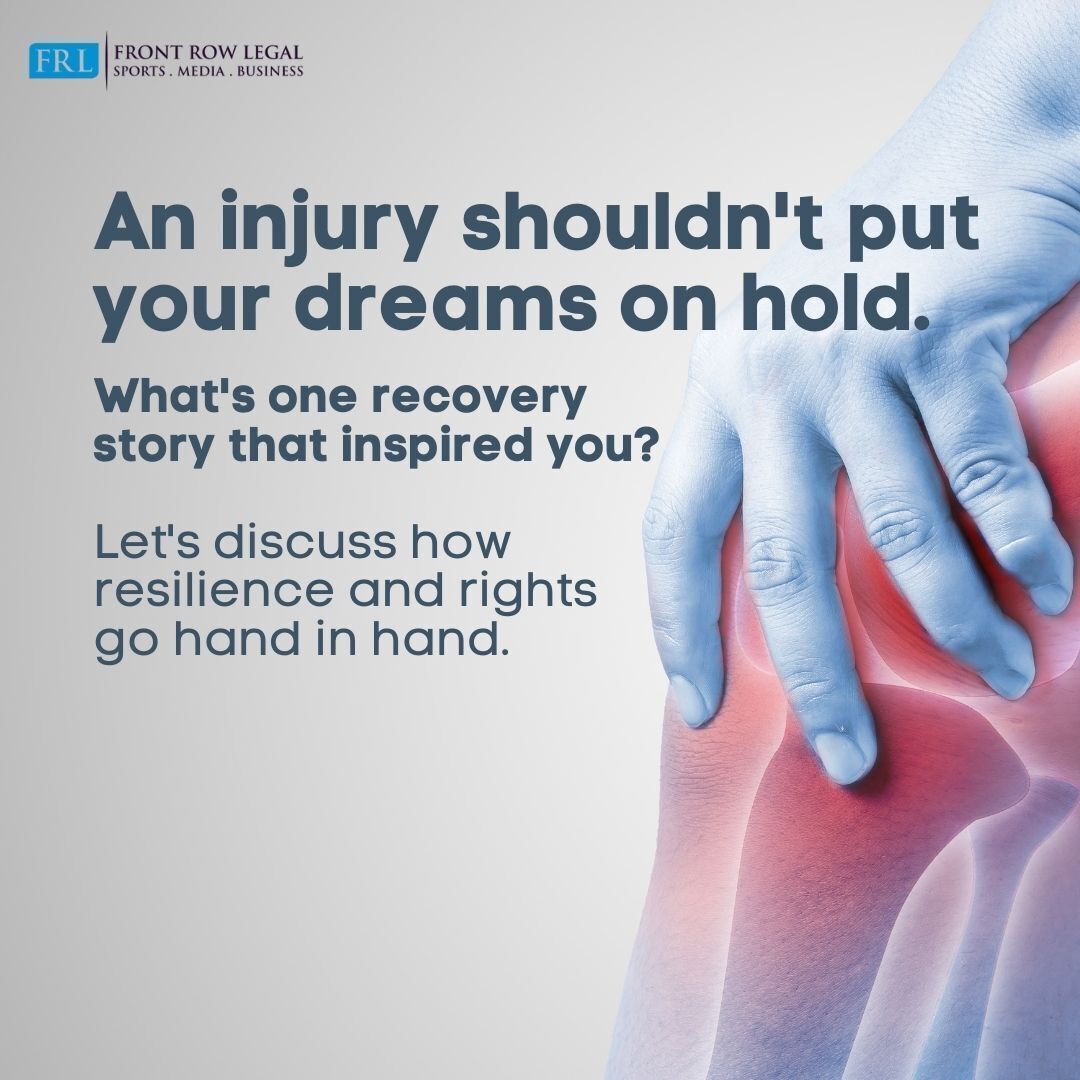 Don't let setbacks sideline your aspirations! Share with us a recovery journey that inspires you and let's talk about the power of resilience and protecting your rights.💪 #FrontRowLegal #BoutiqueFirm #LawFirm #LegalAdvice #LegalSupport #SportsLaw #MediaLaw #BusinessLaw